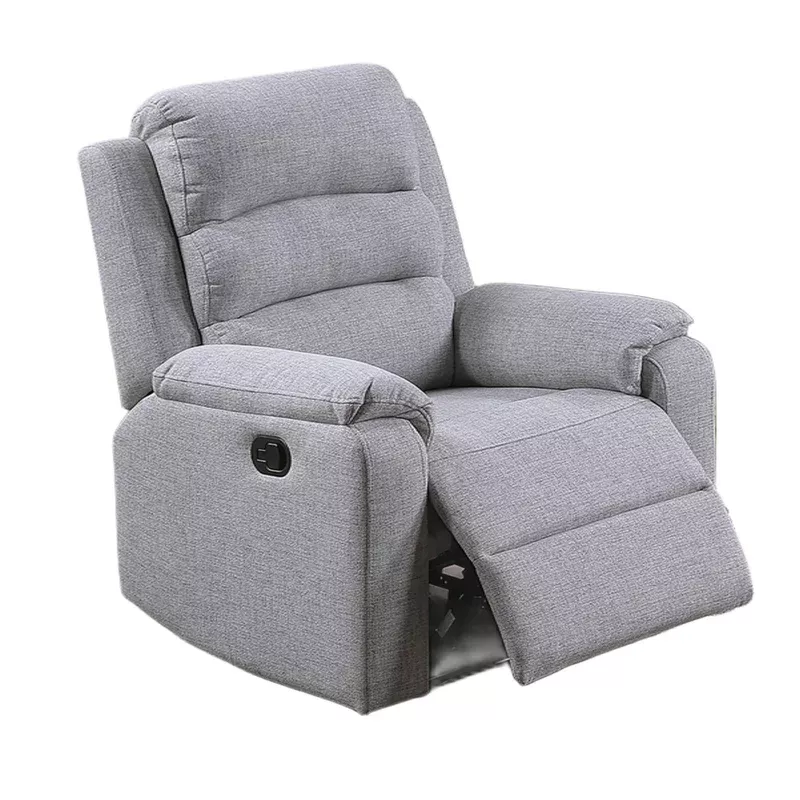 1 piece manual recliner with padded seat and backrest – gray
