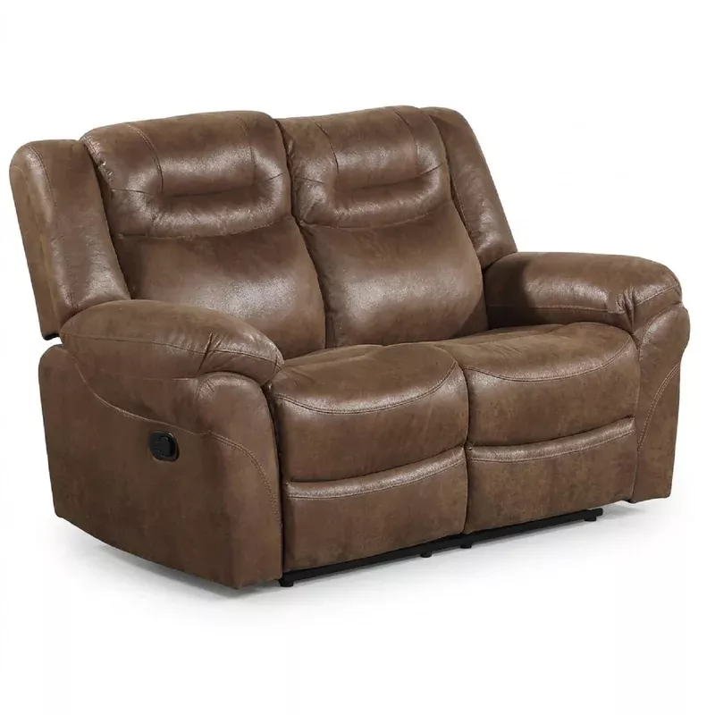 1 piece power reclining loveseat with usb port fully upholstered pillow arms and headrest – brown