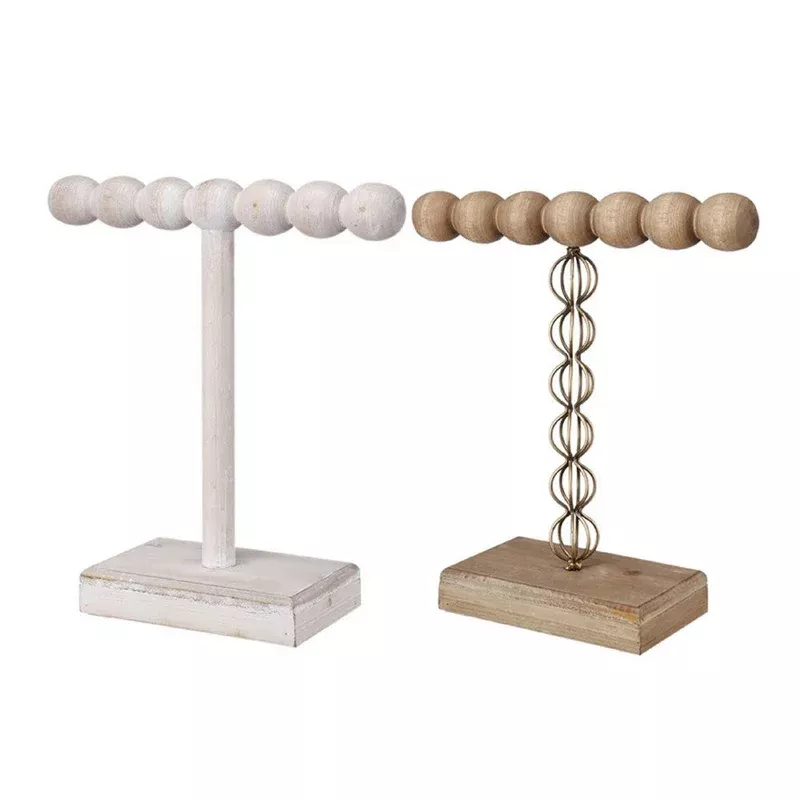 1-tier jewelry stand set of 2 luxe brown and ivory wood t shape 18 inch – bm350195