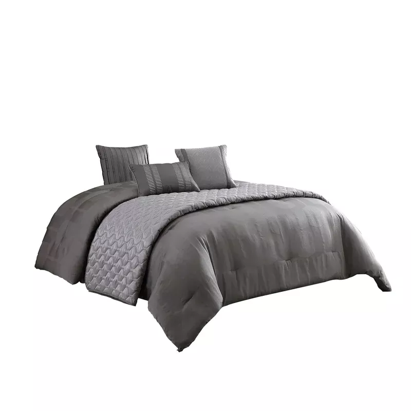 10 piece king polyester comforter set with geometric print gray