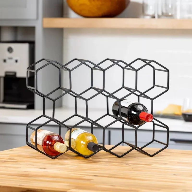 11 bottle wine rack – black