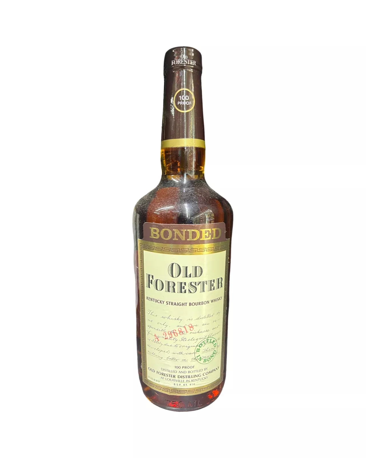 1986/1987 Old Forester Kentucky Bottle In Bond Straight Bourbon Whiskey
