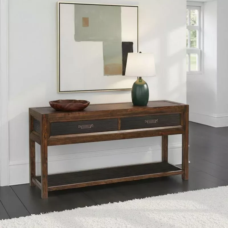 2 drawer sofa table 2 tone – brown