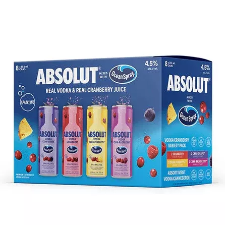 Absolut & Ocean Spray Variety 12-Oz Can 8-Pack