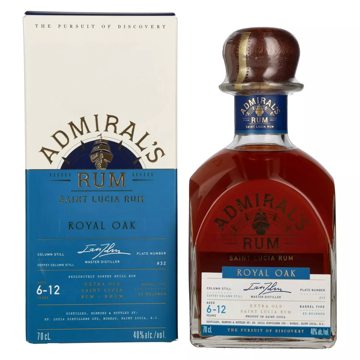 Admiral's ROYAL OAK Extra Old Saint Lucia Rum 40% Vol. 0,7l in Giftbox