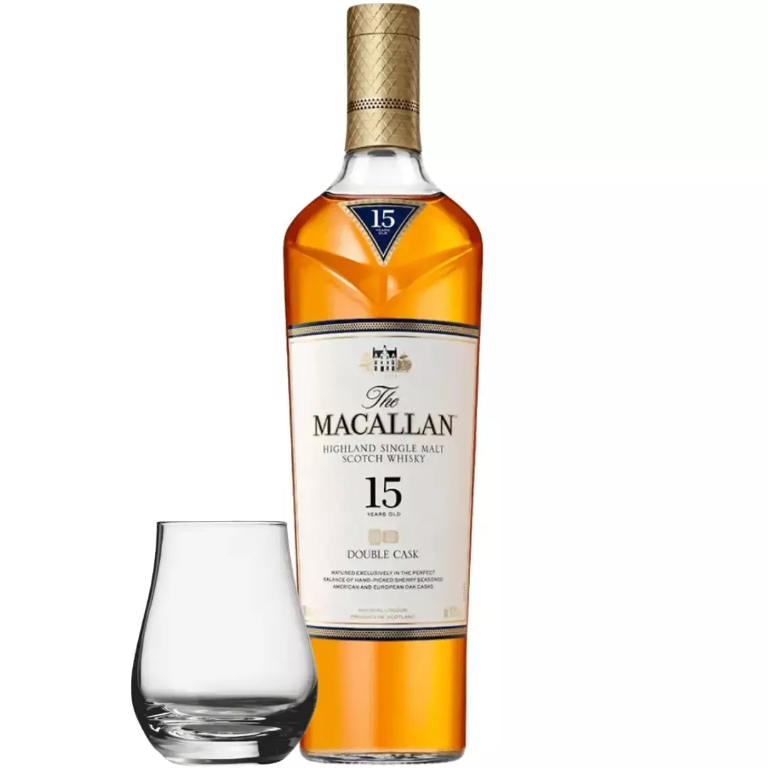 Macallan Double Cask 15 Year Old Single Malt Scotch Whisky with Glass Set 750ml