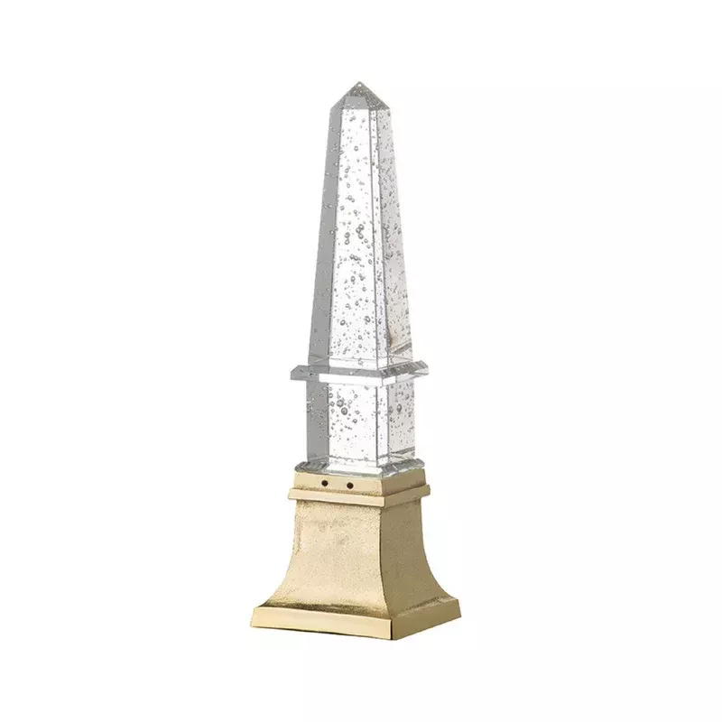 raga crystal accent lighting obelisk decor body gold metal base 18 inch – bm350172