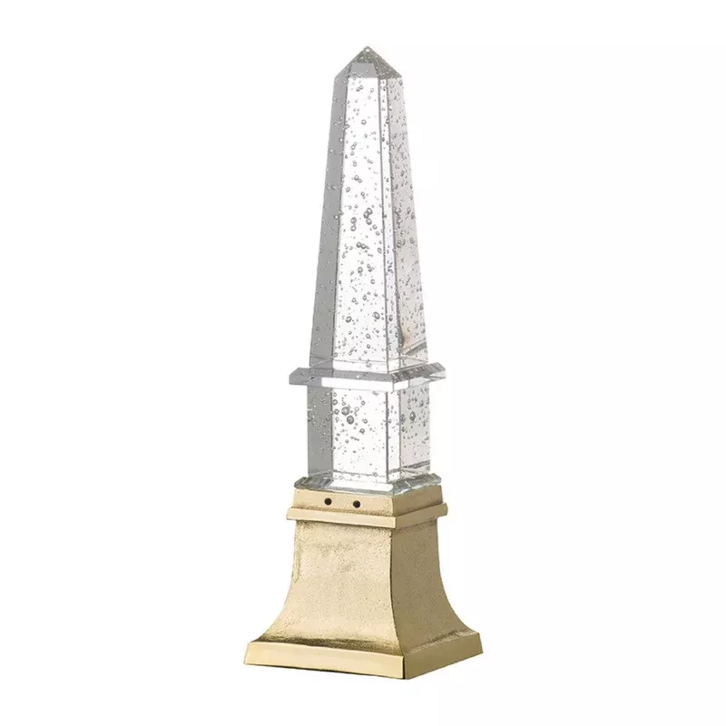 raga crystal accent lighting obelisk decor body gold metal base 21 inch – bm350173