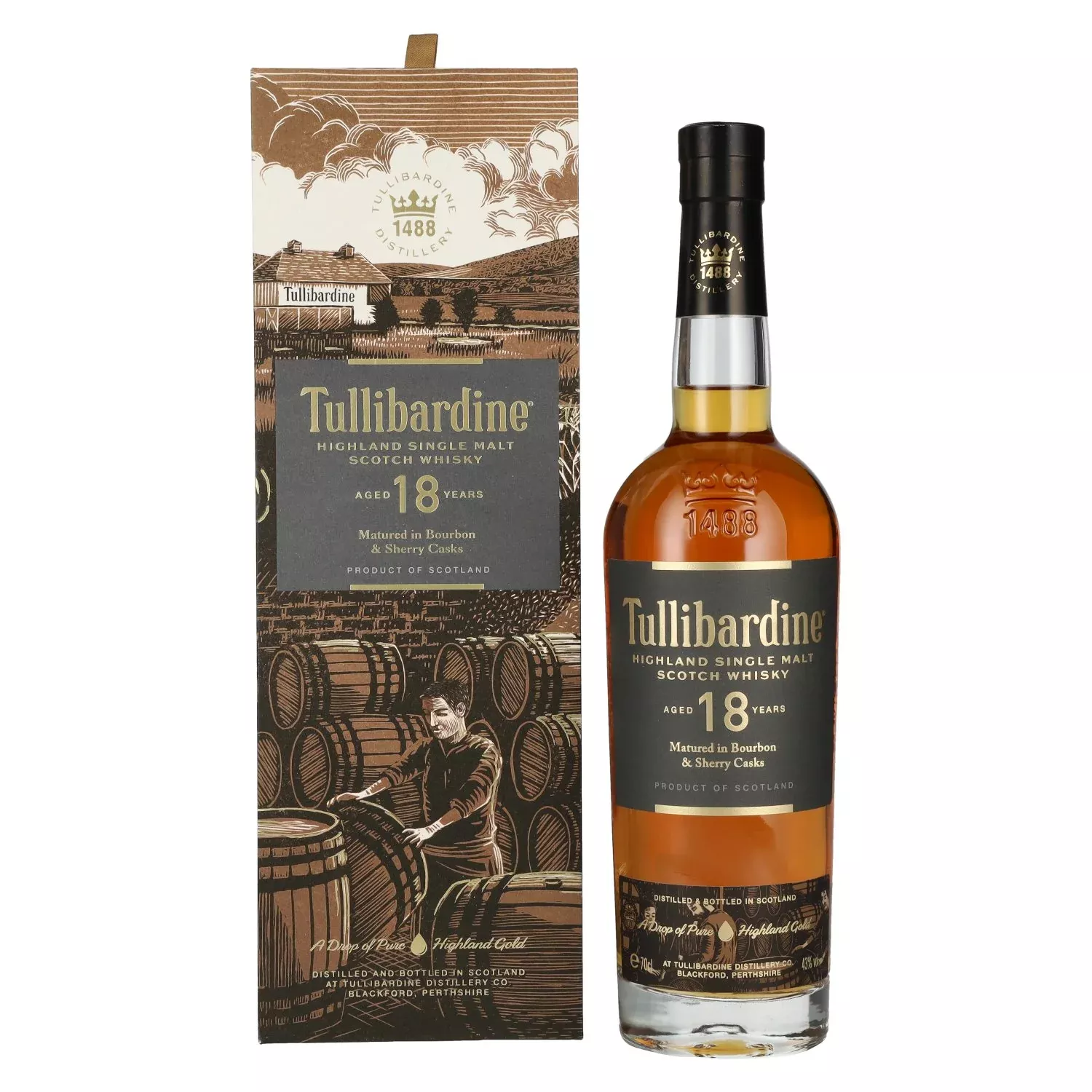Tullibardine 18 Years Old Highland Single Malt Scotch Whisky 43% Vol. 0,7l in Giftbox