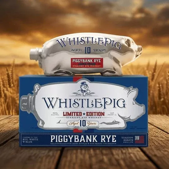 WhistlePig Piggybank White & Blue Limited Edition 10 Year Old Straight Rye Whiskey 1Lt
