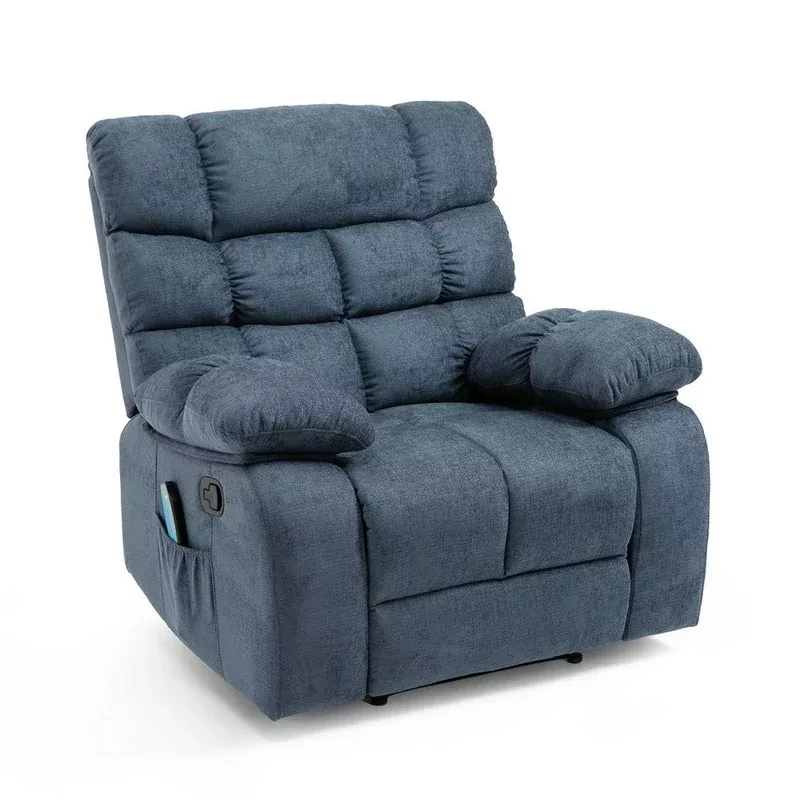 zoi power recliner chair 5 massage modes pillow tufted gray fabric – bm324239
