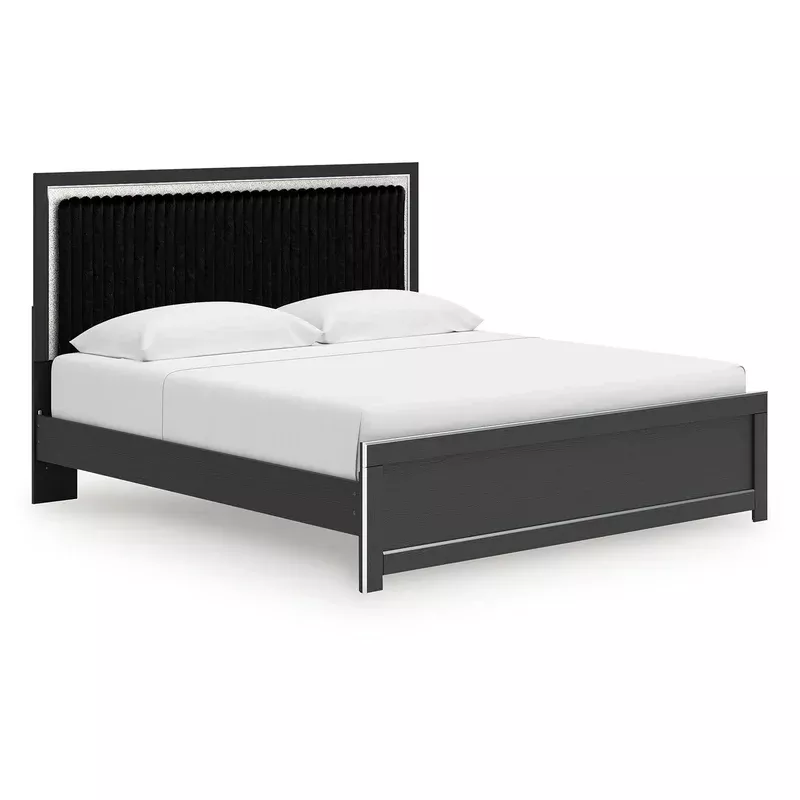 zuraleus – upholstered panel platform bed with roll slats