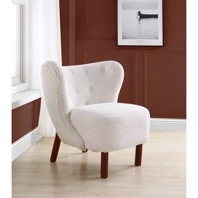 zusud – teddy sherpa accent chair – white