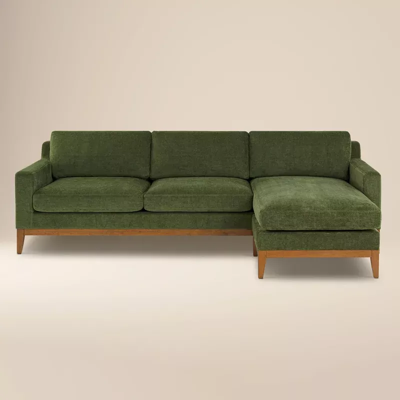 zyon 105. 5″ reversible chaise sectional distressed green
