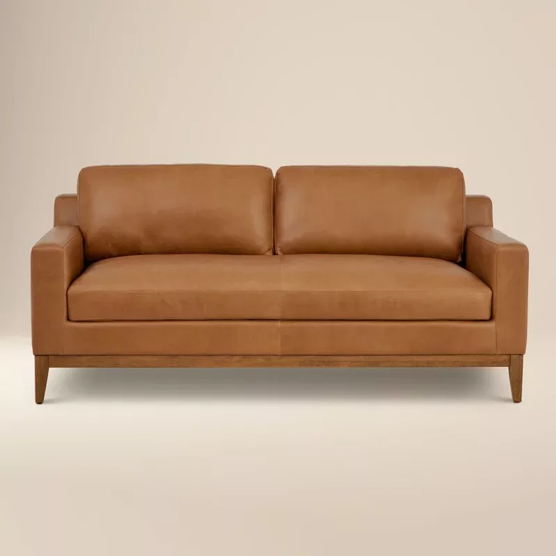 zyon 75″ leather apartment sofa saddle tan
