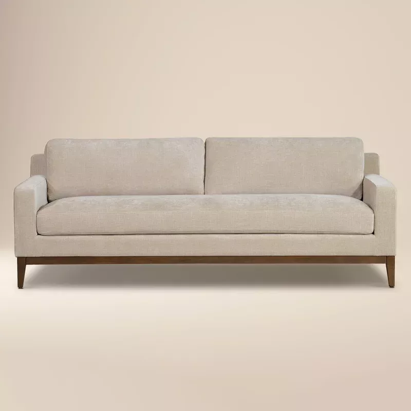 zyon 90″ fabric sofa canvas brown