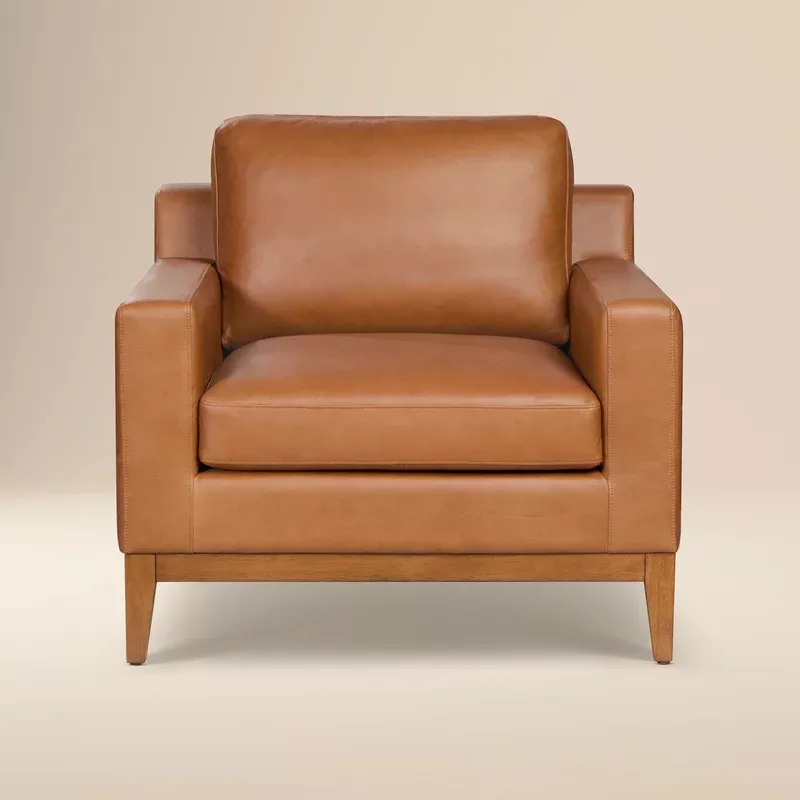 zyon leather lounge chair saddle tan