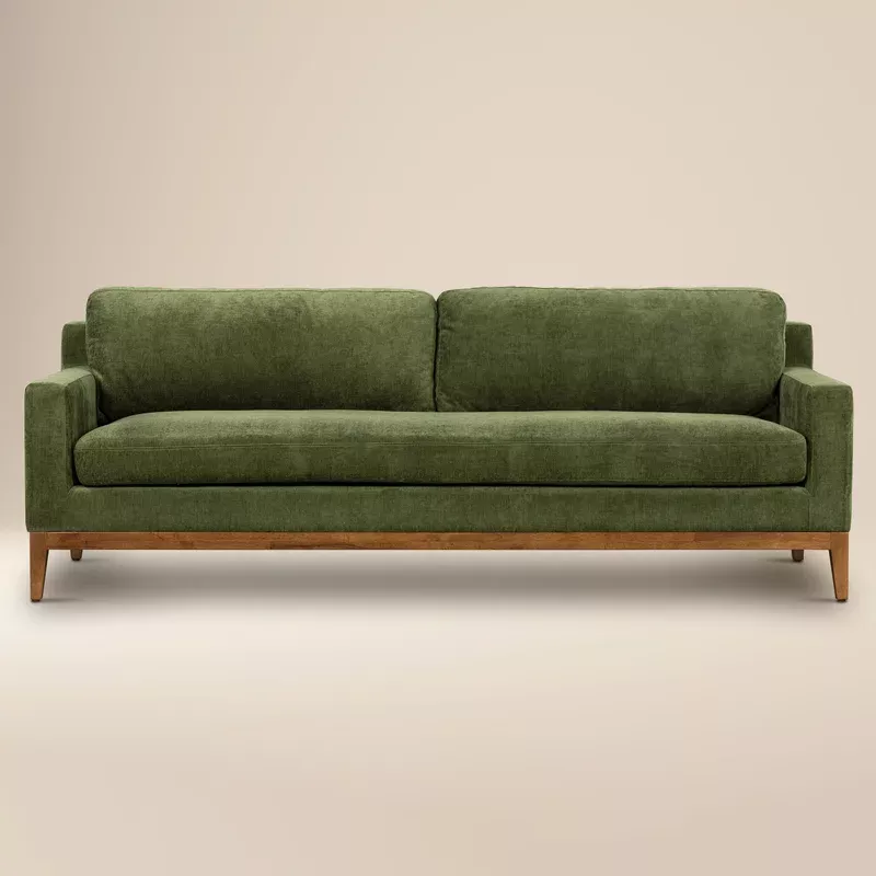 zyon velvet sofa distressed green